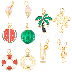 10Pcs 5 Styles Rack Plating Brass Enamel Charms&nbsp;KK-BBC0028-84