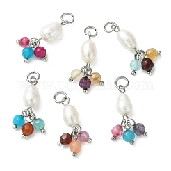 Natural Agate(Dyed & Heated) & Cultured Freshwater Pearl Pendants&nbsp;PALLOY-JF05296-02