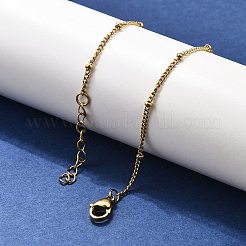 Ion Plating(IP) 304 Stainless Steel Curb Chain Anklets&nbsp;AJEW-P069-05G