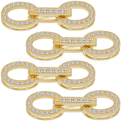 6 Sets Rack Plating Brass Micro Pave Clear Cubic Zirconia Fold Over Clasps&nbsp;KK-BBC0021-33
