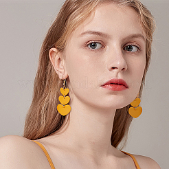 6 Pairs 6 Colors PU Leather Heart Dangle Earrings with Iron Pin for Women&nbsp;EJEW-FI0002-15