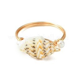 Natural Sea Shell Finger Rings&nbsp;RJEW-TA00168