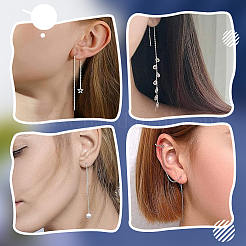 Anti-Tarnish 3 Pairs Rhodium Plated 925 Sterling Silver Stud Earring Findings&nbsp;STER-BBC0006-73A