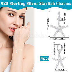 4Pcs 925 Sterling Silver Starfish Charms&nbsp;STER-BBC0008-39