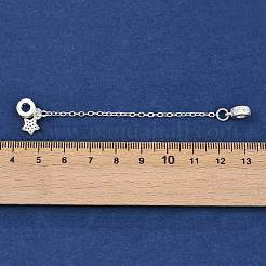 Brass Pave Clear Cubic Zirconia European Safety Chains with Charms&nbsp;KK-L236-16B-S