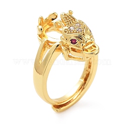 Rack Plating Dragon Brass Micro Pave Cubic Zirconia Adjustable Ring Components&nbsp;KK-Q819-07G