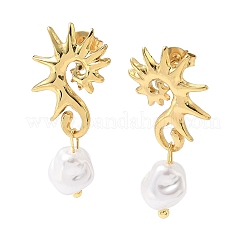 Sea Horse 304 Stainless Steel Acrylic Dangle Stud Earrings&nbsp;EJEW-B156-06G