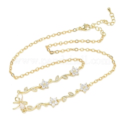 Brass Pave Cubic Zirconia Flower Pendant Necklaces&nbsp;NJEW-C121-04E-G