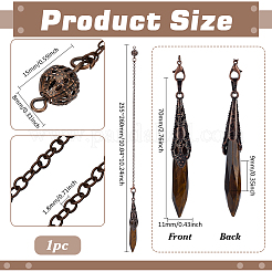 Natural Tiger Eye Cone Dowsing Pendulum Big Pointed Pendants&nbsp;AJEW-WH0606-26A