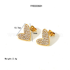 Stainless Steel Rhinestone Heart Stud Earrings for Women&nbsp;VM2670-3