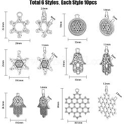 60Pcs 6 Style Tibetan Style Alloy Pendant&nbsp;FIND-FH0005-56