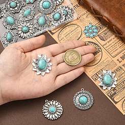20Pcs 10 Styles Alloy Pave Synthetic Turquoise Pendants&nbsp;FIND-CJ0004-29
