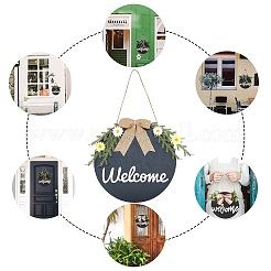 Welcome Sign Natural Wood Door Hanging Decoration for Front Door Decoration&nbsp;HJEW-WH0008-51