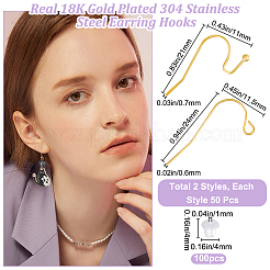 100Pcs 2 Style 304 Stainless Steel Earring Hooks&nbsp;STAS-BBC0004-49
