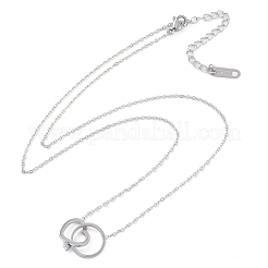 304 Stainless Steel Pave Clear Cubic Zirconia Heart & Ring Pendant Necklaces for Women&nbsp;NJEW-K276-06P