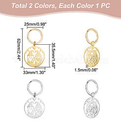 2Pcs 2 Colors Heart Gnome 304 Stainless Steel Pendant Keychain&nbsp;KEYC-UN0001-14