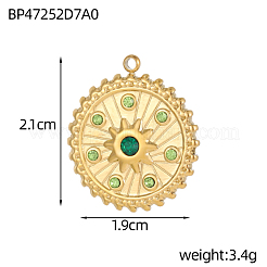 304 Stainless Steel Micro Pave Cubic Zirconia Pendants&nbsp;STAS-OY007-48G