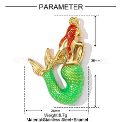 304 Stainless Steel Enamel Pendants&nbsp;STAS-OY002-43G