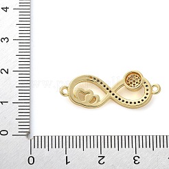 Brass Micro Pave Clear Cubic Zirconia Heart Infinity Connector Charms&nbsp;KK-M319-10G
