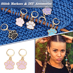 Pet Theme Alloy Enamel Dog Paw Print Charm Locking Stitch Markers&nbsp;HJEW-PH01706