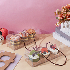 Folding Rectangle PET Plastic Portable Cupcake Gift Storage Box&nbsp;CON-WH0085-137B