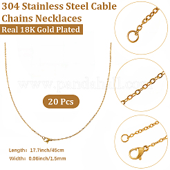 20Pcs 1.5MM 304 Stainless Steel Cable Chain Necklaces&nbsp;MAK-BM0001-06G