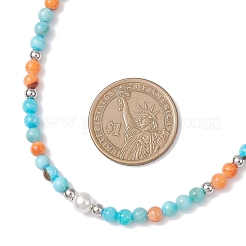 3Pcs 3 Colors Dyed Round Natural Persian Jade Beaded Nekclaces&nbsp;NJEW-JN05624