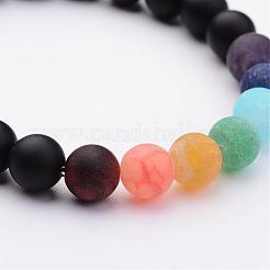 Natural Dyed & Heated Black Agate & Gemstone Beads Stretch Bracelets&nbsp;BJEW-JB02510-01