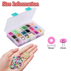 126g 15 Colors Handmade Polymer Clay Beads&nbsp;CLAY-SZ0001-32