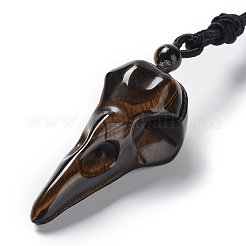 Natural Tiger Eye Plague Doctor Pendant Necklace with Nylon Rope&nbsp;NJEW-H009-01-05