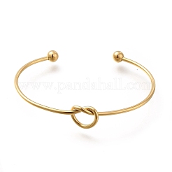 Ion Plating(IP) 304 Stainless Steel Knot Cuff Bangles for Women&nbsp;BJEW-M233-04G