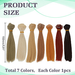 7Pcs 7 Colors Plastic Long Straight Hairstyle Doll Wig Hair&nbsp;DOLL-ME0001-06A
