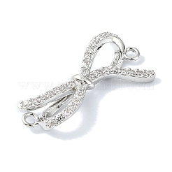 Rack Plating Brass Pave Clear Cubic Zirconia Bowknot Links&nbsp;KK-M282-30P