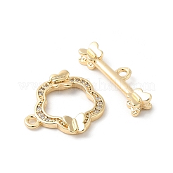 Brass Micro Pave Clear Cubic Zirconia Toggle Clasps&nbsp;KK-P234-64G