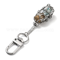 Chakra Natural Gemstone Chips inside Glass Wishing Bottle Pendant Decoration&nbsp;HJEW-JM03138-02