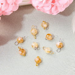 16Pcs 4 Styles November Birthstone Natural Yellow Quartz Pendant and Connector Charms&nbsp;PALLOY-SW00116