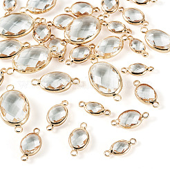 30Pcs Brass with Glass Links/Connector Charms&nbsp;GLAA-TA0004-15