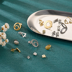 48Pcs 12 Styles 201 Stainless Steel Stud Earring Findings&nbsp;EJEW-TA0001-06