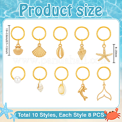 80Pcs 10 Styles Alloy & Natural Shell & ABS Plastic Pearl Dreadlocks Decorative&nbsp;OHAR-PH00006