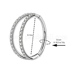 316 Surgical Stainless Steel Micro Pave Clear Cubic Zirconia 2 Line Hoop Cartilage Earrings&nbsp;WGDA01E-02