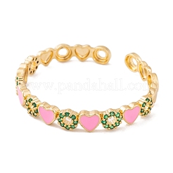 Brass Pave Cubic Zirconia Open Cuff Bangles for Women&nbsp;BJEW-S147-17G-D