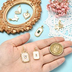 7Pcs 7 Styles Brass Pave Shell Charms&nbsp;KK-CJ0003-96