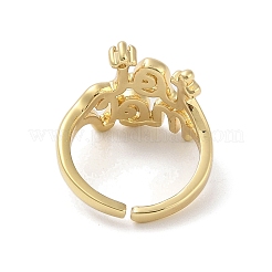 Brass Pave Cubic Zirconia Open Cuff Rings&nbsp;RJEW-M170-21G