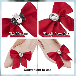 2Pcs Bowknot Polyester & Rhinestone Shoe Decoration&nbsp;FIND-DR0001-63A