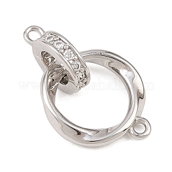 Brass Micro Pave Clear Cubic Zirconia Twisted Ring Links&nbsp;KK-G544-45P