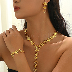 Women's Alloy Cubic Zirconia Circle Bracelets & Earrings & Necklaces Sets&nbsp;YS6437