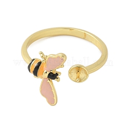 Bees Brass Enamel Cuff Ring Settings&nbsp;KK-K297-04G