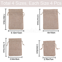 16Pcs 4 Styles Polyester Imitation Burlap Packing Pouches Drawstring Bags&nbsp;ABAG-BBC0001-01B
