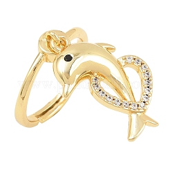 Adjustable Brass Micro Pave Cubic Zirconia Pendant Finger Rings for Women&nbsp;LS-RJEW-A090-01A-G