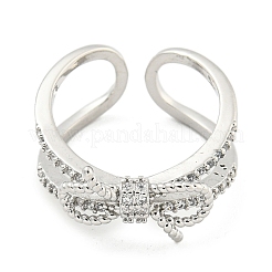 Brass Micro Pave Cubic Zirconia Cuff Rings&nbsp;RJEW-I103-095P